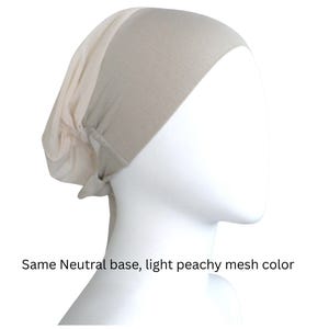 Neutral Tie-Back Mesh Hijab underCap, hijab mesh underscarf bonnet, non-slippery comfortable adjustable tie back caps for women girls