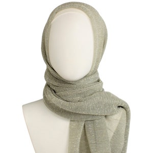 Golden Silver Base with subtle green hues, sparkle hijab, Formal Hijab, Party hijab, Eid hijab, Special occasions hijab, made in Jordan