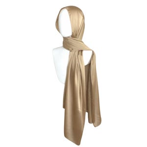 Golden Bronze Satin Crinkle Hijab For Formal occasions, metallic gold party hijab, fancy hijab, sparkly hijab for special occasions