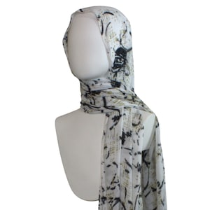 Floral Bamboo Modal Hijab Scarf: Black Bronze Print, Soft & Breathable