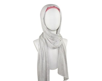 Light Beige Jersey Hijab, Soft Cotton Feel, Standard Size