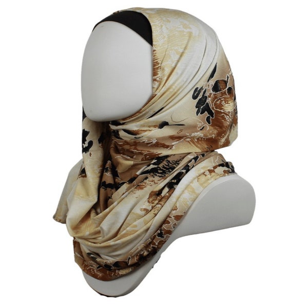 Printed Jersey  Hijab,  cotton jersey hijab,  Fall brown hijab,  made in Jordan, standard size, hijab for work, everyday hijab