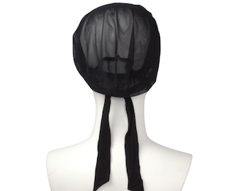 Black Tie-Back Mesh Hijab Undercap, Non-Slip Underscarf Bonnet