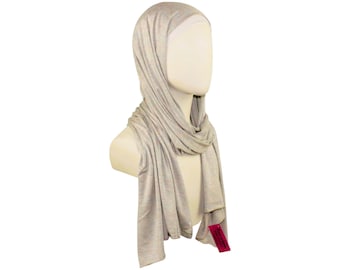 Neutral Beige Jersey Hijab, Soft Cotton Feel, Standard Size