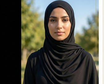 Black Bamboo Jersey Hijab, Maxi Size, Soft Everyday Wear