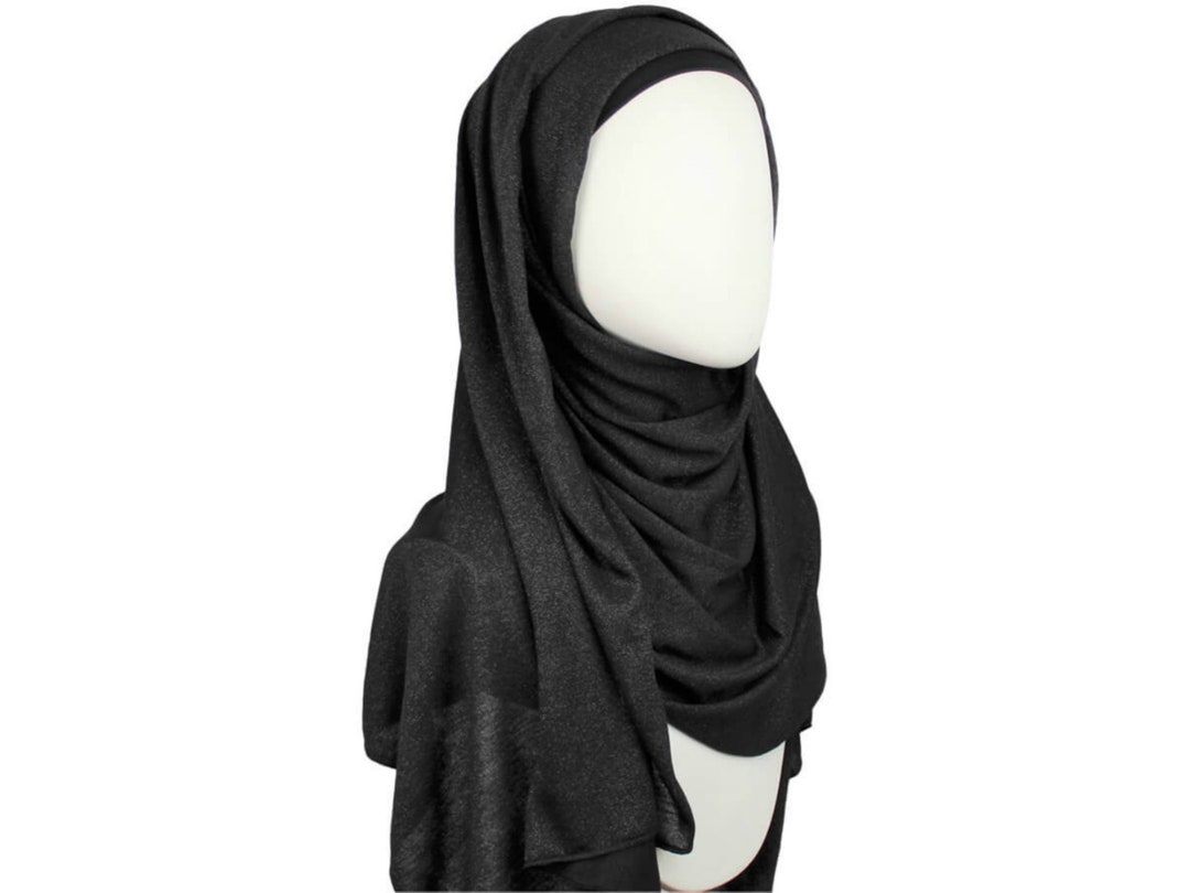 Shimmer Jersey Hijab Black Hijab Black Jersey Hijab Sparkle Etsy