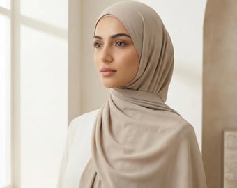 Neutral Bamboo Modal Hijab: Soft, Breathable, Non-Slip - 70" x 27"