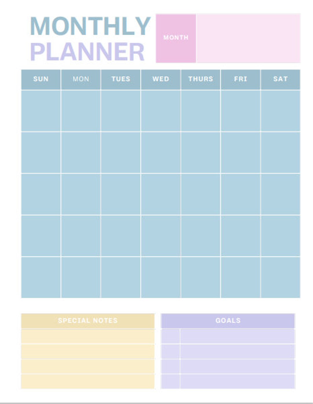 Monthly Calendar Templates Organizer Etsy Monthly Calendar Templates Organizer Etsy