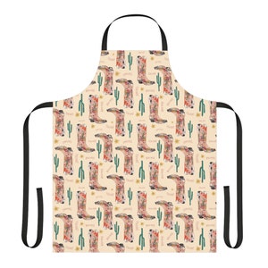 Cowgirl Print Western Apron, Western Apron, Cowgirl Apron, Cowboy boot Apron, Wild west apparel