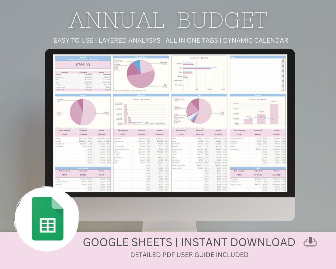 Annual Budget Spreadsheet Google Sheets Annual Budget Etsy Annual Budget Spreadsheet Google Sheets Annual Budget Etsy