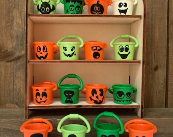 Miniature Halloween Trick or Treat Buckets Ghost Witch Pumpkins