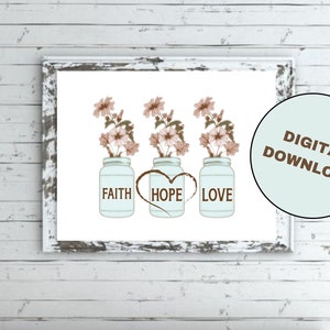 Mason Jar Wall Art Instant Download Printable Picture Country Home decor Wall Hanging Inspiring Art Print Gift Farmhouse wall art