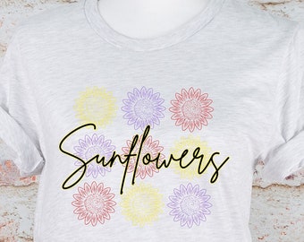 Womens Sunflower shirt, Womens floral tshirt, Sunflower tshirt, Flower shirt, Womens flower shirt, Love sunflowers tshirt, Gift for her