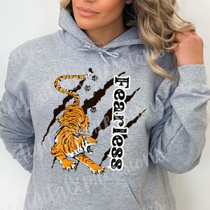 Fearless hoodie Fearless Tiger Hoodie Womens Tiger sweatshirt Mens Tiger hoodie Unisex Hooded Sweatshirt Animal sweatshirt Mens hoodie
