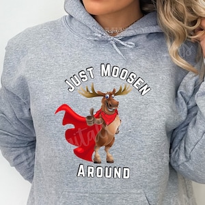 Moose Hoodie, Funny Moose Sweatshirt for Father&#39;s Day, Father&#39;s Day gift, Mens Moose Superhero Hoodie, Animal Shirt for men, Womens shirt