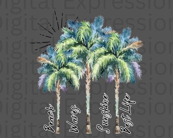 Palme Beach Vibes PNG: T-Shirt Design (Digitaler Download)