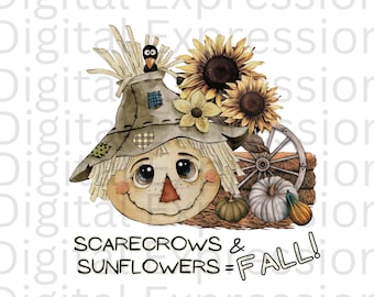 Scarecrow PNG JPG Instant Download Sunflower Printable Png Digital Download Coffee Mug Png t shirt Design png Autumn png Fall design png