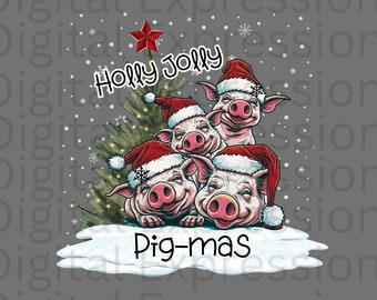 Christmas Pig PNG Pig Clipart Instant Download Printable Christmas ornament Png Coffee Mug Png Holiday tshirt Design png graphic tee png