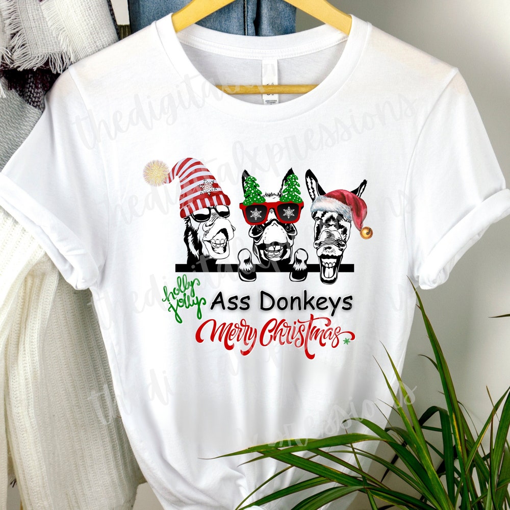 Funny Donkey Christmas T-Shirt Christmas Donkey Shirt Holiday Party Tee Gift For Christmas Mens Christmas T Shirt Womens Christmas Top Livingmall
