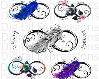 Set of 5 Pngs Infinity Sign PNG Instant Download Feather Design Infinity Design Printable Png Coffee Mug Png tshirt Design png Love png