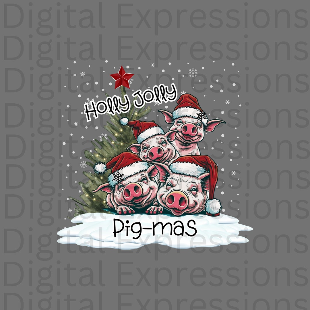 Christmas Pig PNG Pig Clipart Instant Download Printable Christmas ...