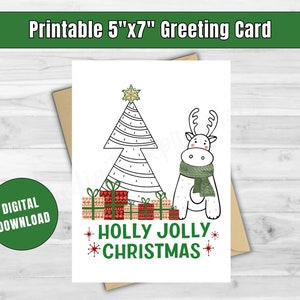 Christmas Card Holiday Card Moose Christmas Printable Card Gift Greeting Card Merry Christmas Card Fun Christmas Card Instant Download