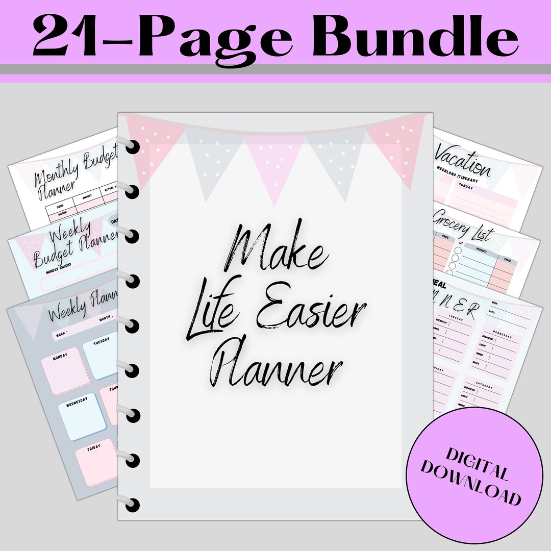 PDF Files, Instant Download, Printable Planner, Digital Download ...