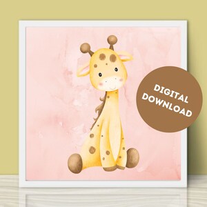 Giraffe picture digital download baby room wall art Zoo animal Picture nursery decor nursery wall art