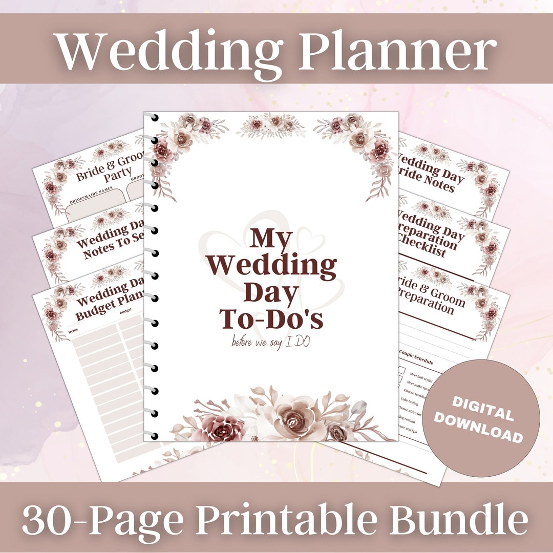 Instant Download Printable Wedding Planner Downloadable Wedding Planner ...