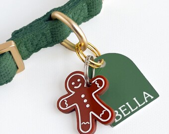Gingerbread Pet Collar Charm – Handmade Cute Seasonal Charms Holiday Dog or Cat Accessory