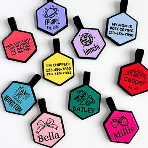 Personalized Silicone Dog Tag, Engraved Quiet Pet ID, Custom Durable Silent Tag for Dogs & Cats