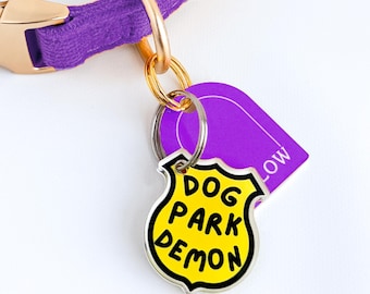 Dog Park Demon Pet Collar Charm – Funny Badge Dog Accessory
