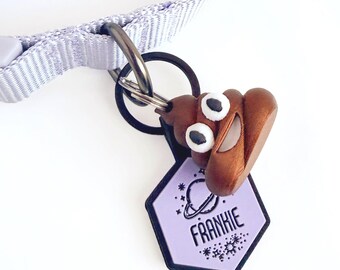 Little Stinker Dog Collar Charm - Poop Emoji Style Pet Accessory