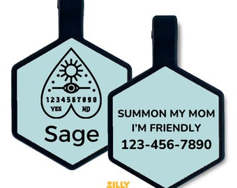 Oracle Planchette Silicone Pet ID Tag, Mystical Dog Tag, Engraved Silent Pet Name Tag, Custom Tag for Dogs and Cats