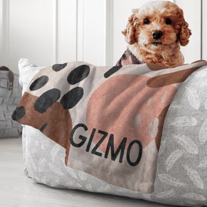 Personalisierte Decke für Hund, individuelle Namensdecke für Haustier oder Katze, Boho-Ästhetik, personalisierte Welpennamensdecke, Hundebettdecke, neues Haustiergeschenk