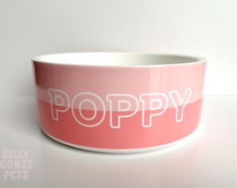 Comedero personalizado para perros o gatos con bloques de color, plato personalizado para mascotas, regalo para perros nuevos, regalos para amantes de los perros, comedero o bebedero de cerámica para mascotas.