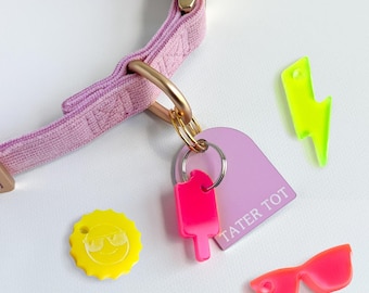 Summer Pet Collar Charm Set – Sunglasses, Sun, Popsicle & Lightning Bolt,  Handmade Seasonal Dog and Cat Accessories