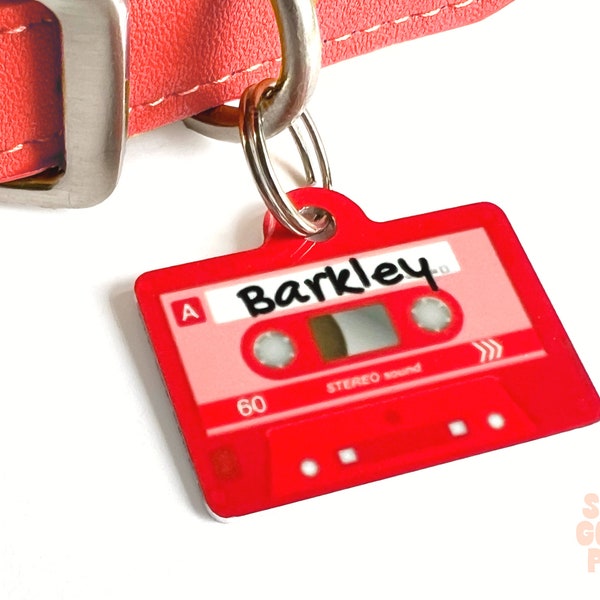 Cassette Pet ID Tag, Custom Personalized Dog or Cat Tags, Mix Tape Collar Tag, New Dog Gift, Gifts for Dog Lovers, Cute Pet Identification