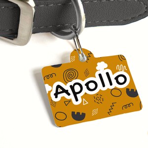 Doodle huisdier ID-tag, aangepaste gepersonaliseerde hond- of kattags, abstract patroon, nieuw hondencadeau, cadeaus voor hondenliefhebbers, leuk huisdieridentificatielabel