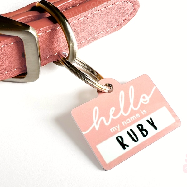 Pet ID Tag, Custom Personalized Dog or Cat Tags, Hello My Name Is Tag, New Dog Gift, Gifts for Dog Lovers, Cute Pet Identification Tag