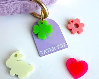 Spring Pet Collar Charm Set – Bunny, Shamrock, Heart & Flower, Handmade Seasonal Dog and Cat Accessories