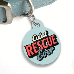Leukste reddingsdier-ID-tag ooit, aangepaste gepersonaliseerde honden- of kattentags, kraaglabel, cadeau nieuwe hond, cadeaus voor hondenliefhebbers, ronde huisdieridentificatie