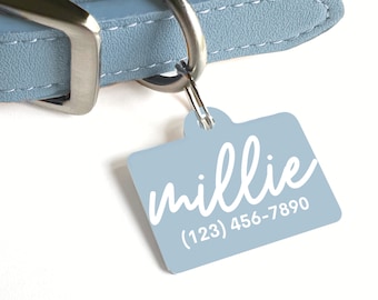 Bonita placa de identificación para mascotas, placas personalizadas para perros o gatos, placa con nombre, regalo para perros nuevos, regalos para amantes de los perros, placa moderna de identificación para mascotas.