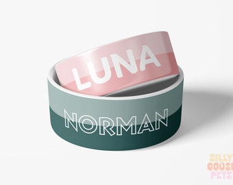 Comedero personalizado para perros o gatos con bloques de color, plato personalizado para mascotas, regalo para perros nuevos, regalos para amantes de los perros, comedero o bebedero de cerámica para mascotas.