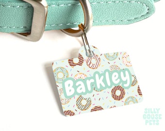 Doughnut Pet ID Tag, Custom Personalized Tags For Dogs or For Cats, Cute Pet Tag, Funny Dog Collar Tag, Donut, Kawaii