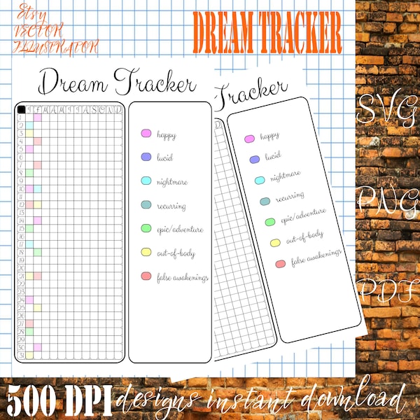 Dream Tracker | Printable Tracker | Dream log |A4 & Letter Journal Page | Sleep Tracker | Yearly Log | Yearly Dream Analysis