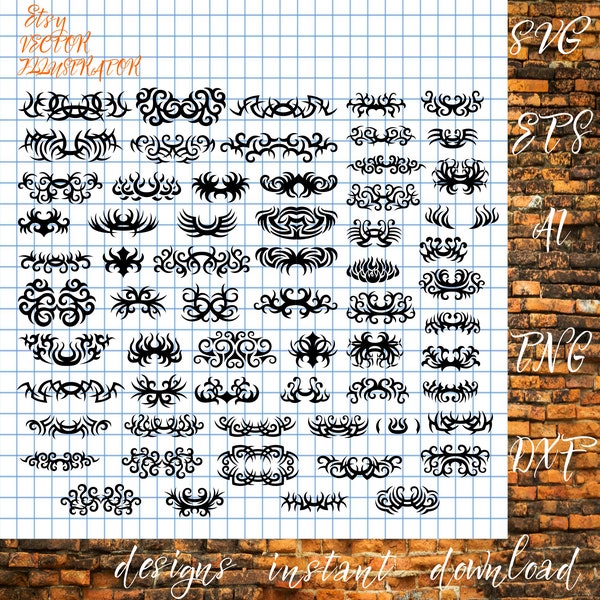 Tribal tattoo svg, Tribal set png, Tattoo, Decal, Vinyl, Tribal clipart bundle, Commercial use, Ready to cut, File for cricut, Tattoo svg