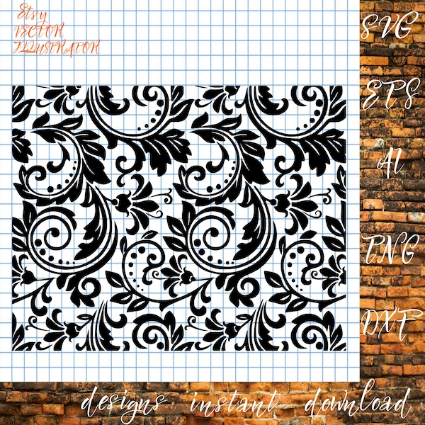 Seamless tooled leather svg, Floral vines svg, Scroll Svg*Png*Jpg*Pdf*Ai*Eps*Dxf, Cut, Print for cnc, Instant download, File for cricut