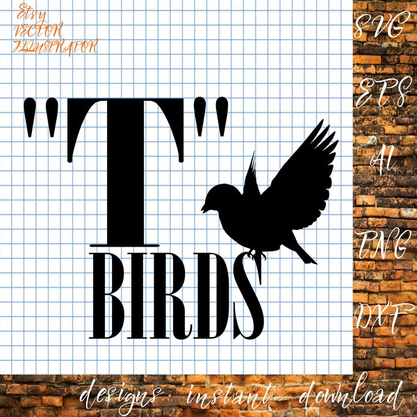 T-birds svg cut file, Svg*Png*Pdf*Ai*Eps*Dxf, Files for cutting machines, Digital download, Files for cutting machines