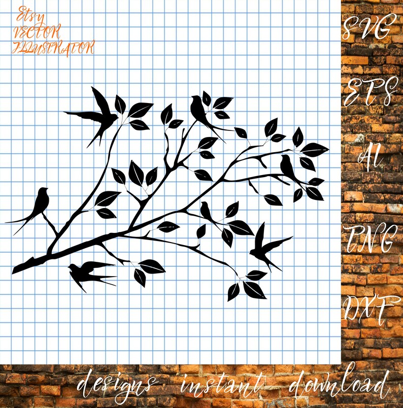 Birds and Tree Branch Svg Wall Design Svg Nature Svg Birds - Etsy
